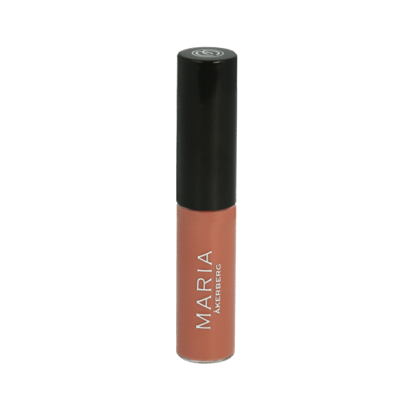 Maria Åkerberg lip gloss i genomskinlig förpackning med svart kork. Högpigmenterat nougatbrunt läppglans, 6 ml.