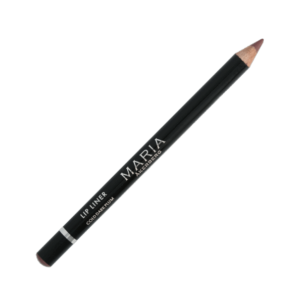 Svart lip liner penna med Maria Åkerberg logo i vitt. Vässad spets där den mörka brunlila nyansen syns. 1 g läpp penna.