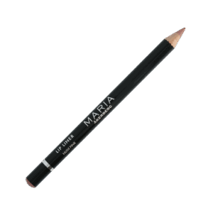 Svart lip liner penna med Maria Åkerberg logo i vitt. Vässad spets där den neutrala rosabeigea nyansen syns. 1 g läpp penna.