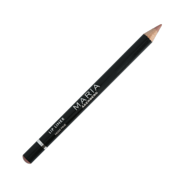 Svart lip liner penna med Maria Åkerberg logo i vitt. Vässad spets där den neutrala rosabeigea nyansen syns. 1 g läpp penna.